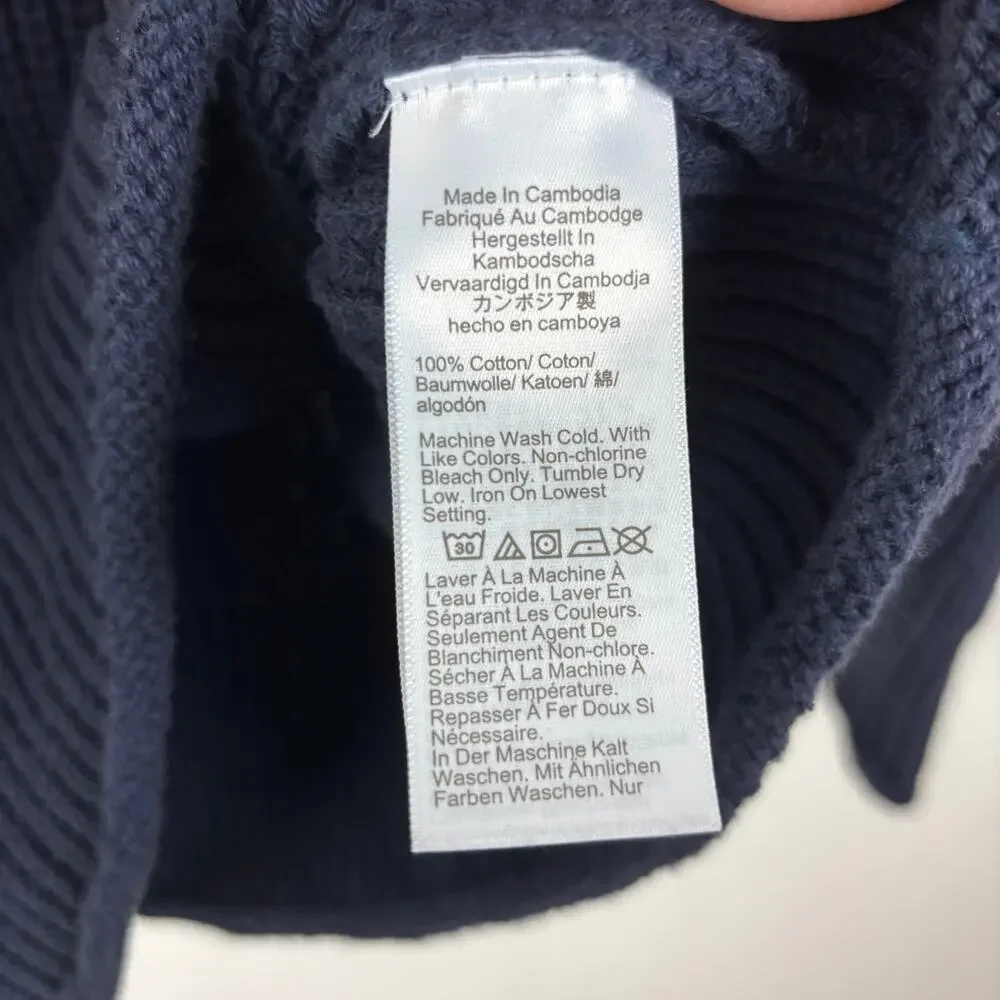 J. Crew Relaxed Rollneck Sweater Navy Blue Small Cotton BE159 2023